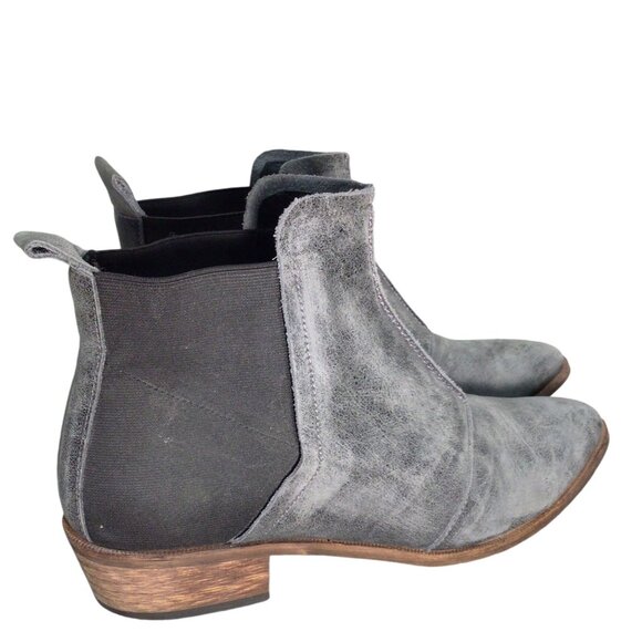 SIXTYSEVEN Anthropologie 39 Pull On Distressed Leather Ankle Boot Gored Low Heel - Picture 4 of 8